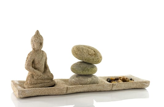 tower stack of stones in perfect balance isolated on white
