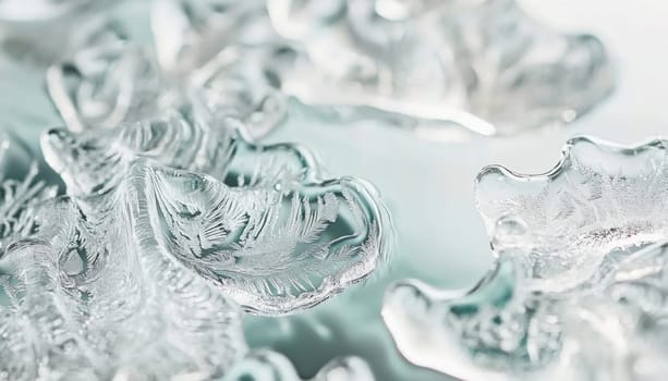 Beautiful ice crystals creating stunning patterns on a frozen surface, a mesmerizing display of nature's artistry