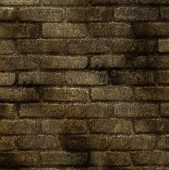 An old rough decorative brown brick wall with spots and scratches