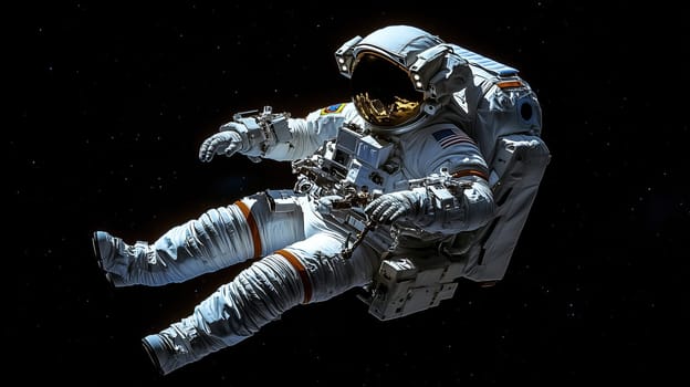 An astronaut is seen floating in the vastness of space, performing repairs outside the International Space Station while Earth orbits below. The scene is captivating and serene.