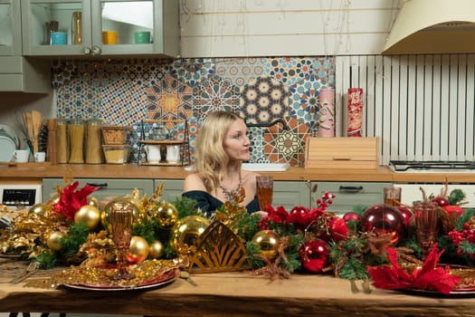 kitchen home christmas love caucasian couple romantic woman husband wife relationship man family