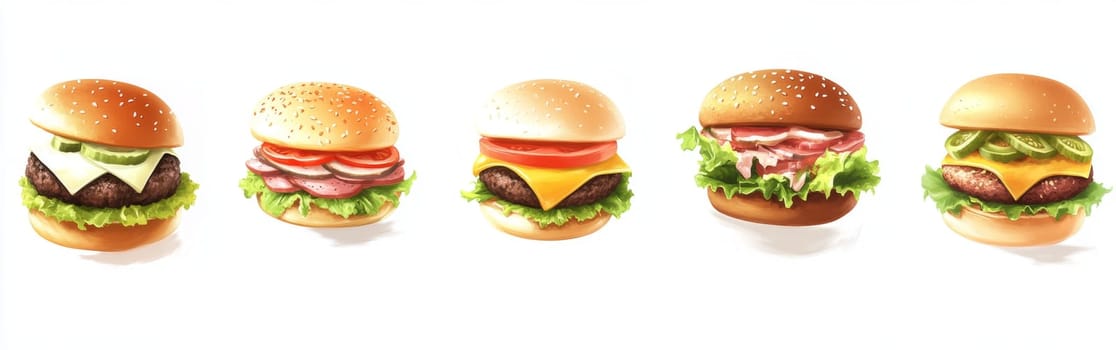 Hamburgers on a white background. High quality photo