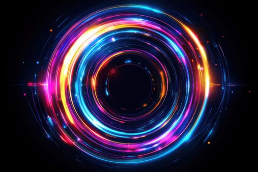 Explore a vivid circular abstract design with glowing neon colors creating a dynamic visual impact. Perfect for creative projects and digital artwork.