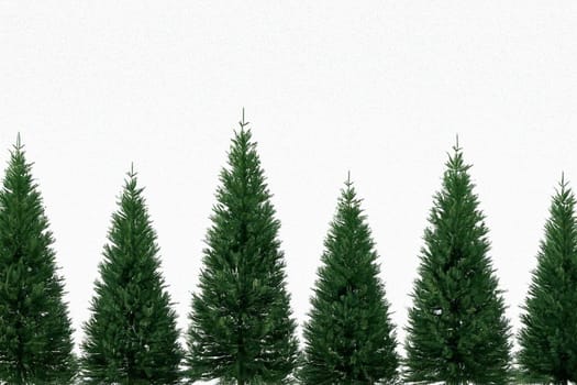A simple and clean image featuring a row of small green Christmas trees against a plain white background, evoking feelings of minimalism and holiday cheer. ai generated
