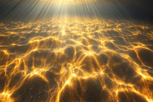 Beautiful underwater view showcasing golden sunlight filtering through water, creating a serene and dreamy atmosphere perfect for relaxation and meditation.