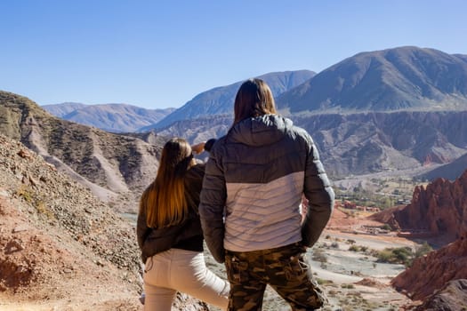 Tourism in the North of Argentina. Winter holidays in Argentina. Horizontal background for tourism promotions and brochures. Concept of mountain tourism.