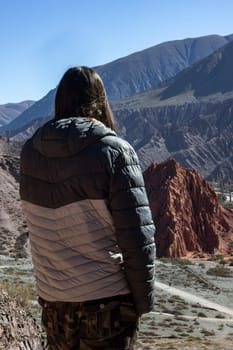 Tourism in the North of Argentina. Winter holidays in Argentina. Background for tourism promotions and brochures. Concept of mountain tourism.Vertical picture