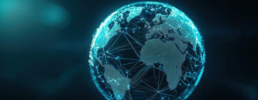 digital globe with interconnected lines representing global connectivity and technology.