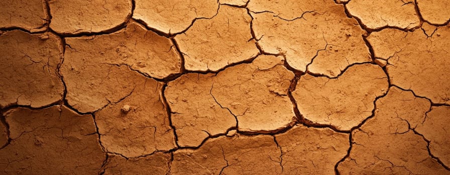 Dry cracked earth texture with intricate patterns and warm tones, showcasing effects of drought and arid conditions.