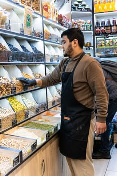 organic seller shopping people market vegetable buying selling groceries caucasian vegan man food
