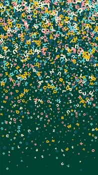 Concept of school background. Colorful childish falling letters of English language. Foreign languages study concept. Back to school banner .