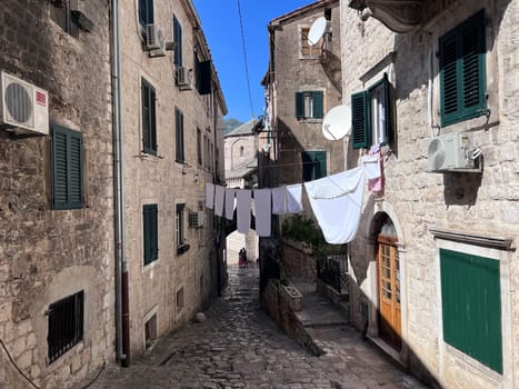 Montenegro, Old Town of Kotor . View of northern walls, Skurda river and Riva Bastion. High quality photo