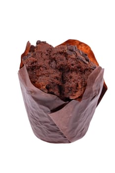 A mouthwatering and delectable chocolate muffin showcasing a rich and inviting texture along with a tempting appearance