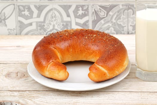Enjoy a freshly baked traditional pastry that is perfectly served alongside a refreshing glass of milk