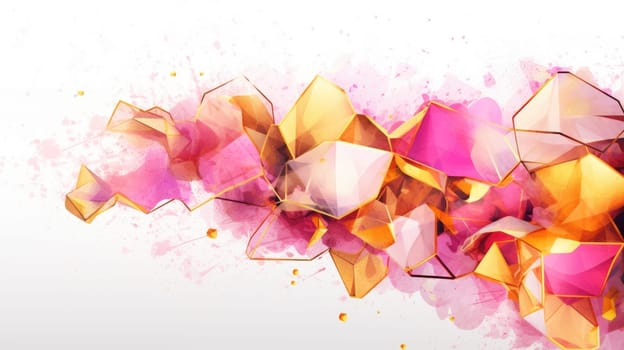 Abstract watercolor artwork mixed with buzzy geometric shapes for background of social media banner generative AI image