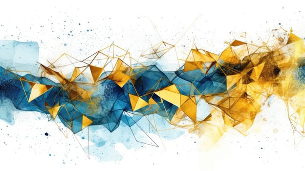 Abstract watercolor artwork mixed with buzzy geometric shapes for background of social media banner generative AI image