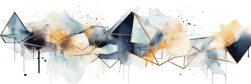 Abstract watercolor artwork mixed with buzzy geometric shapes for background of social media banner generative AI image