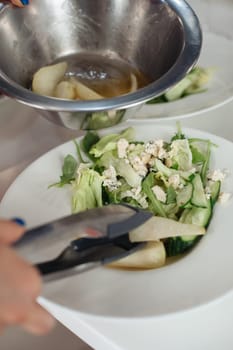 autumn salad with pear and nuts