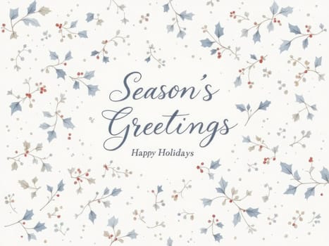 Delicate christmas background displaying holly berries and the message season's greetings, happy holidays