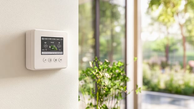Smart home control panel showing energy usage data, promoting efficient resource management in modern living
