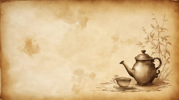 A delicate tea cup, filled with steaming brew, gently rests on a textured linen napkin, capturing a moment of warmth and tranquility in a timeless, rustic ambiance.