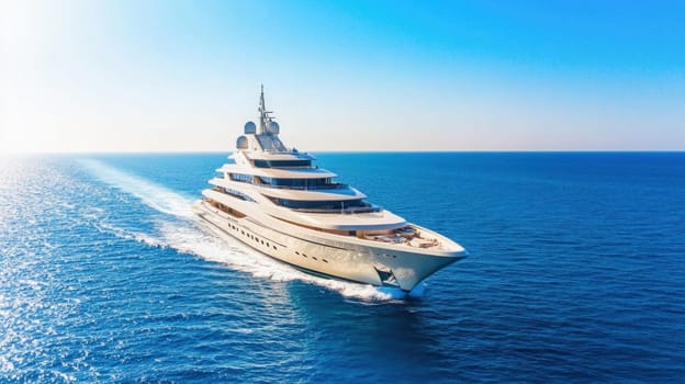 Large luxury yacht sailing on a beautiful sunny day in the ocean