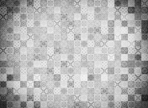 A stunning and captivating mosaic showcasing intricate black and white patterns for unique artistic designs