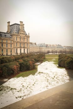 stunning vintage premise stands grandly with its intricate architecture, surrounded by lush greenery under a misty sky, exudes elegance and captures the beauty of timeless architecture, Majestic european castle surrounded by vast greenery and misty sky