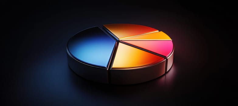 A sleek 3d pie chart illustrating the global distribution of smartphone brands in 2024. each chart slice features a metallic finish, reflecting vibrant colors and set against a dark, modern background, emphasizing data visualization and technology.