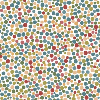 Simple geometric seamless pattern with balls in vintage colors on a white background, in a childish style