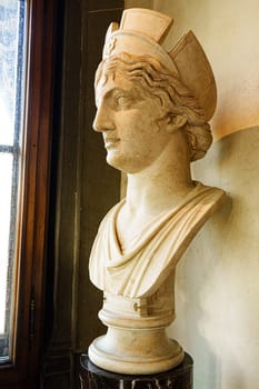 Florence, Italy, January 4, 2024: Head of female goddess. Uffizi Gallery