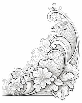Coloring for children and adults flowers on a white background