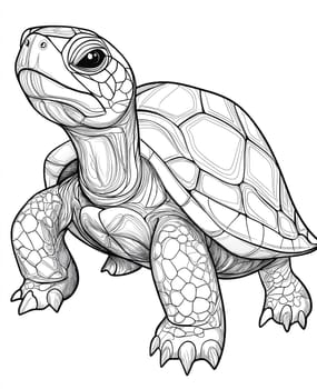 Coloring page for kids and adults, animal turtle