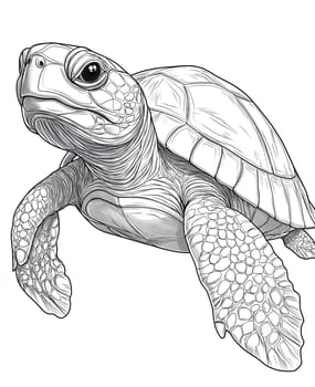 Coloring page for kids and adults, animal turtle