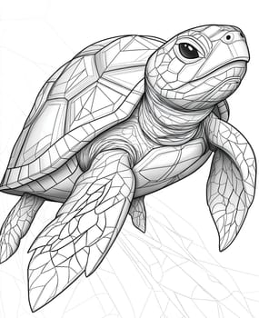 Coloring page for kids and adults, animal turtle