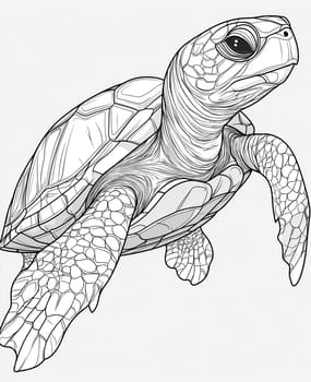 Coloring page for kids and adults, animal turtle