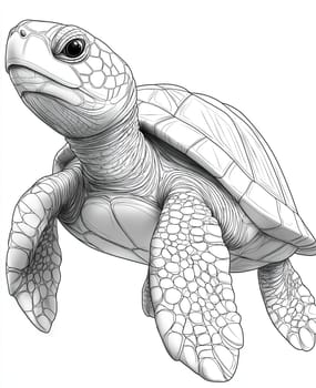 Coloring page for kids and adults, animal turtle