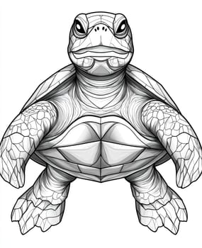 Coloring page for kids and adults, animal turtle