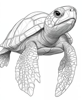 Coloring page for kids and adults, animal turtle