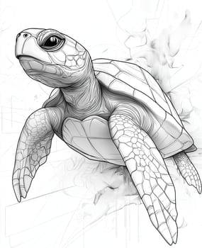 Coloring page for kids and adults, animal turtle
