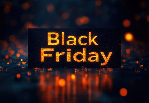 Black Friday lettering on abstract background. Selective focus.