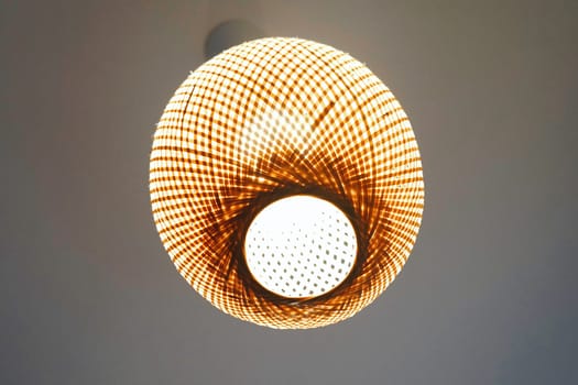 Decorative the bamboo ceiling lamp, Hanging Yellow Lamp, warm light wooden lamp. . High quality photo