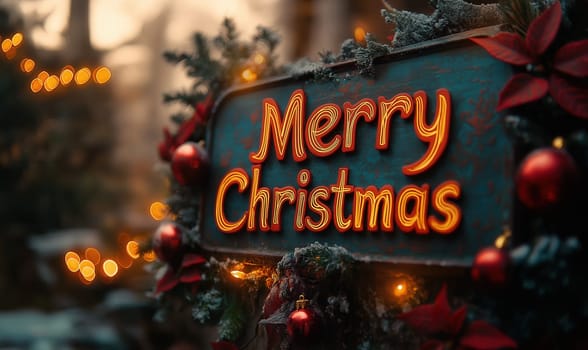 Christmas greeting card in vintage style. Selective focus.