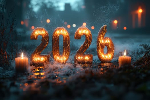 A joyful 2026 brightened by countless candles, capturing the true essence of a new year celebration
