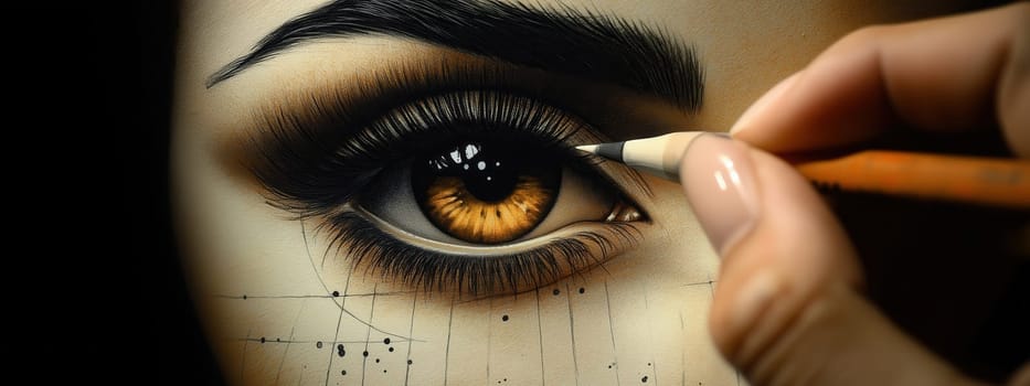 Creating abstract portrait of female face. Selective focus.