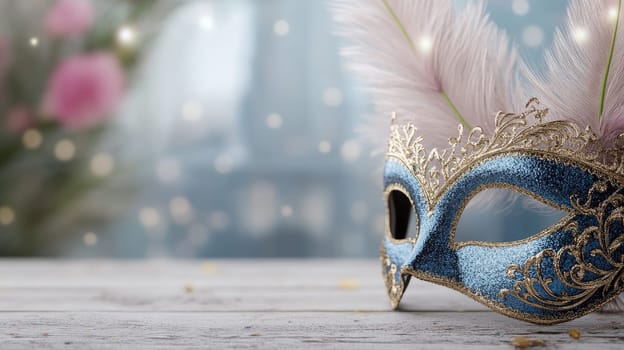 Enigma of celebration: carnival Venetian mask symbolizing secrecy, extravagance, crafted with exquisite detail, capturing spirit of centuries old traditions, mystique of masked revelers