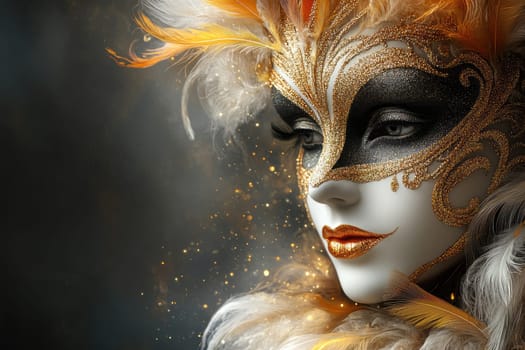 Enigma of celebration: carnival Venetian mask symbolizing secrecy, extravagance, crafted with exquisite detail, capturing spirit of centuries old traditions, mystique of masked revelers