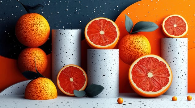 Creative background with geometric shapes create a bright composition. Selective focus.