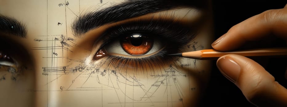 Creating abstract portrait of female face. Selective focus.