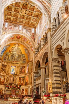 Pisa, Italy, January 2, 2024: High altar of the cathedral of Pisa. Italy